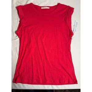 Six Fifty Coral Pink Slub Knit Padded Shoulder Muscle Tee Tank Top XS NEW